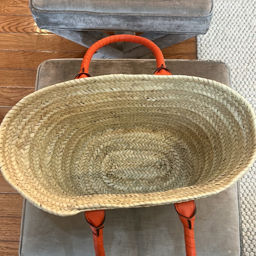 Chloe Marcie Medium Woven Raffia Tote Orange - Picture 4 of 11